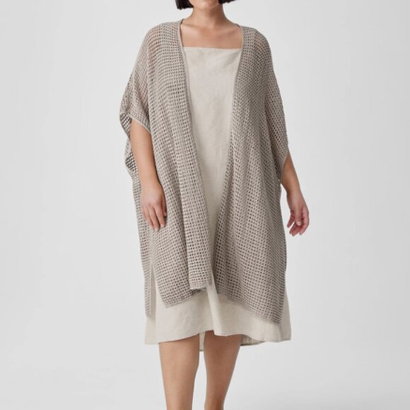 Eileen Fisher Organic Linen Délavé Long Cardigan in Natural L/XL NWT - Picture 3 of 8